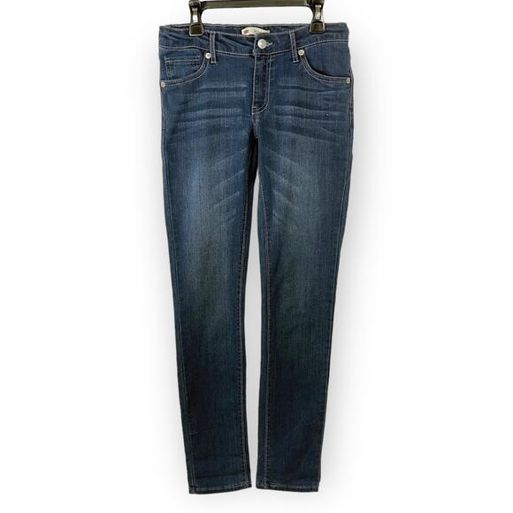 Levi's 711 Skinny Jeans Girls Sz 14 Adjustable Waist Dark Wash Stretch 5 Pocket - Picture 1 of 6